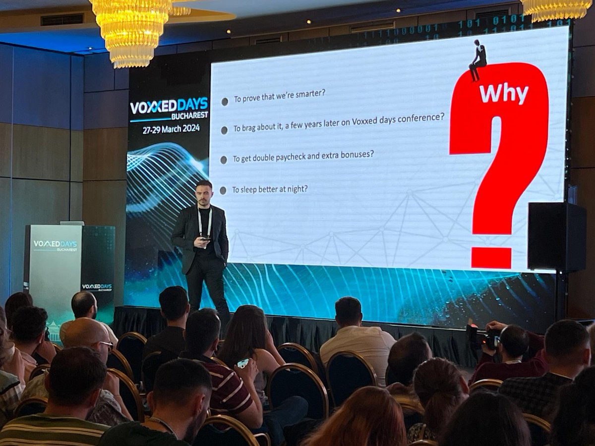 VoxxedBucharest's tweet image. In Crowne B room, join Alex Pavăl for a session that serves as your roadmap to revolutionizing an outdated architectural landscape.

#itisfun #vdbuh24 #conference