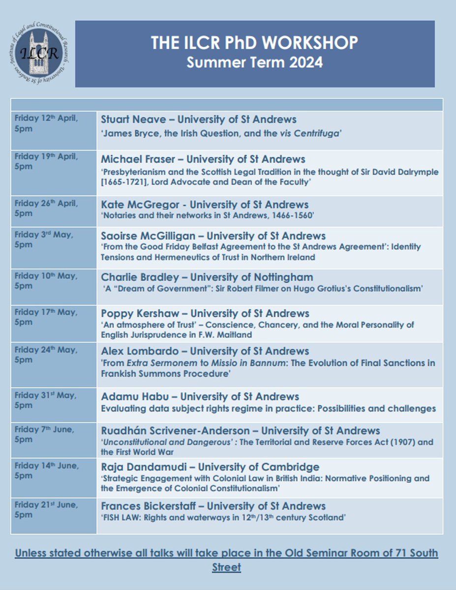 Hello all! Very pleased to announce that our second series of ILCR PhD workshops will be commencing on the 12th of April. Very excited to hear from this dazzling line-up of contributors. Do come along!