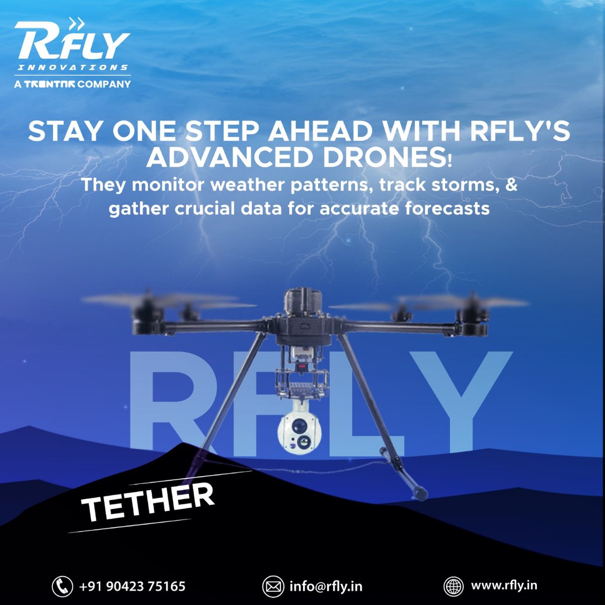 RflyInnovations's tweet image. Stay ahead of the weather game with RFLY's top-of-the-line drones! 🛰️ Monitor storms, track patterns, and get precise forecasts anytime. Trust us for accurate updates when it matters most. 

#RFLYdrones #WeatherTech #StormTracking #ForecastingExpertise #StayInformed