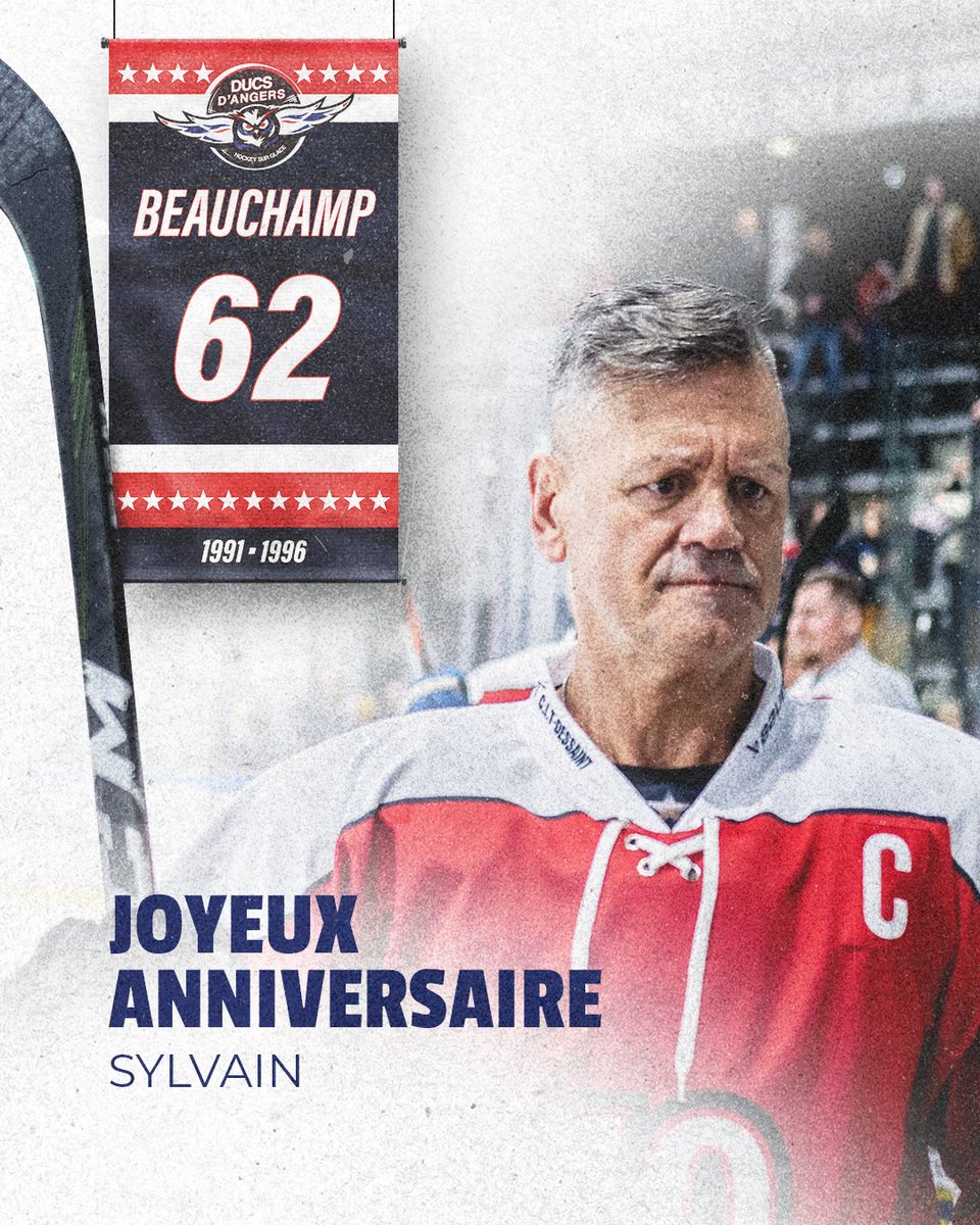 🥳 Il aura passé 5 saisons à Angers dont 4 en tant que capitaine de l'équipe entre 1992 et 1996 : 𝐒𝐲𝐥𝐯𝐚𝐢𝐧 𝐁𝐄𝐀𝐔𝐂𝐇𝐀𝐌𝐏 (🇨🇦) fête aujourd'hui ses 60 ans ! Joyeux anniversaire à notre éternel numéro 62 ❤️💙 #GoDucsGo | #SLMHockey | #SportAngers | #LaDalleAngevine