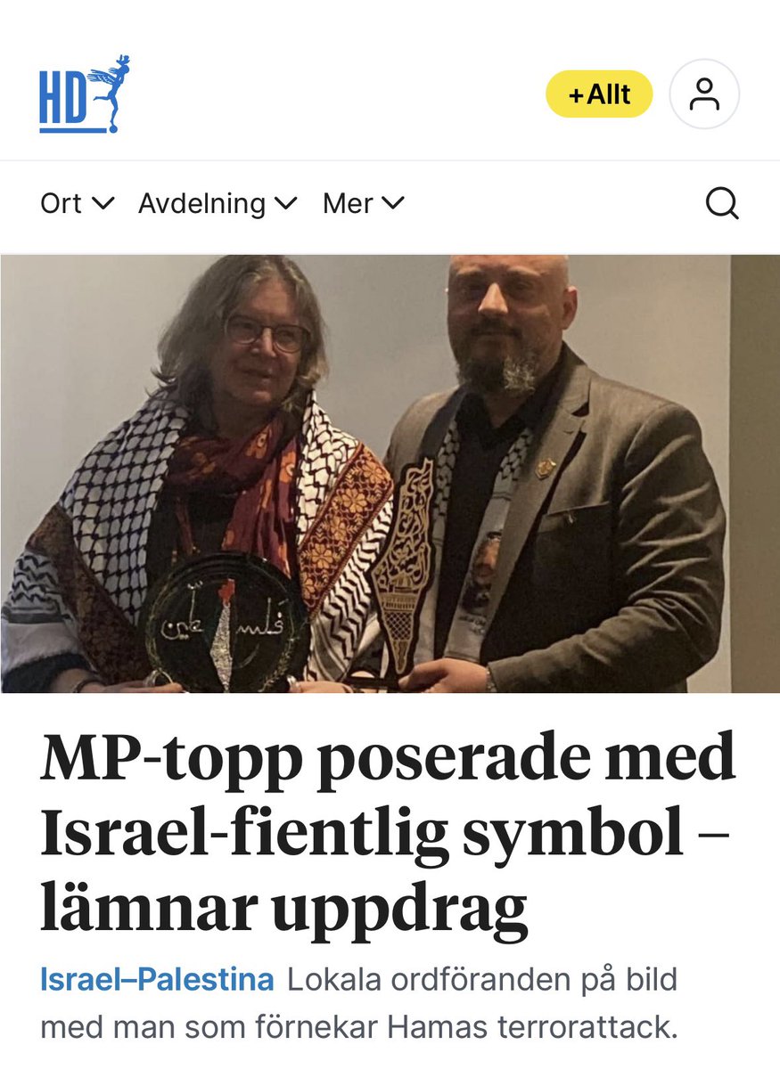 Här kan man tro att Miljöpartiets ordförande i Helsingborg tar sitt ansvar och avgår efter haveriet med Palestinska Centret. Istället avgår hon från Röda Korset? Att man fortsatt kan vara förtroendevald inom @MP_Hbg efter detta är häpnadsväckande.