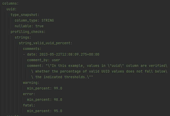 Are you sure that your column contains valid UUID values? Use profile_valid_uuid_format_percent to verify the percentage of valid UUID values. Learn more in our documentation (dqops.com/docs/checks/co…). #machinelearning #AI #datascience #dataengineering #dataquality #dqops