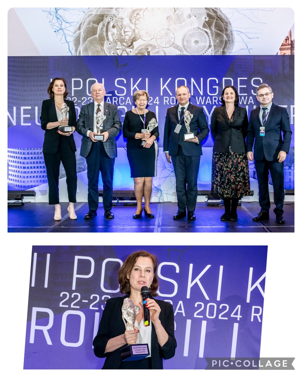 Dostać nagrodę od psychiatrów i neurologów pod wdzięczna nazwą 'Beautiful Brain Award', to miły akcent na zakończenie pracy w @DGPrawna. I to jeszcze z prof. DRyglewicz, prof.JRybakowskimi i @Milkowski_M  #IIKongresPolskichNeurologówiPsychiatrów.