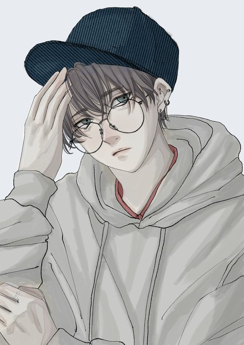 「1boy grey hoodie」 illustration images(Latest)