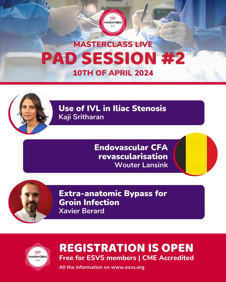 ESVS (@esvsmembership) on Twitter photo 🕛 It's the final countdown - to the last session of Masterclas 2024!
We have a great pannel of speakers who will present their cases on open and endovascular treatment of inflow (aorta-iliaco-femoral) disease in PAOD.
➡️esvs.org/masterclass-20…
<a href="/IanLoftus2/">Ian Loftus</a> <a href="/XavierBerardMD/">Xavier Berard</a> 🕛 It's the final countdown - to the last session of Masterclas 2024!
We have a great pannel of speakers who will present their cases on open and endovascular treatment of inflow (aorta-iliaco-femoral) disease in PAOD.
➡️esvs.org/masterclass-20…
<a href="/IanLoftus2/">Ian Loftus</a> <a href="/XavierBerardMD/">Xavier Berard</a>
