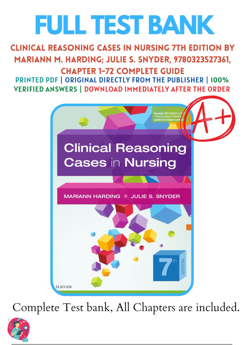 Test Banks For Clinical Reasoning Cases in Nursing 7th Edition by Mariann M
#Testbank #Medconnoisseurlibraries #ClinicalReasoningCasesinNursing #7thEdition
medconnoisseurlibraries.com/product/test-b…