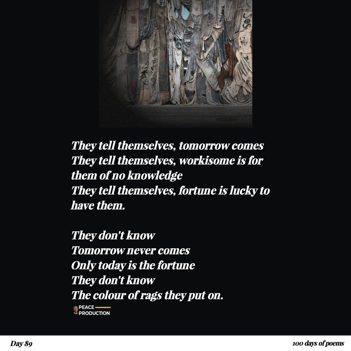 PeaceProductio3's tweet photo. Day 89 of 100 days of poems
#day89
#100daychallenge
#poetry #poetrycommunity
#creativewriting #writing #WritingCommunity #creativity #Creative #storytelling #story #storytimethreads #poetrylovers #poetrybookreview #poetryofig #poetrygram #AuthorsOfTwitter #autho #peaceproduction https://t.co/JagWWjxpiZ