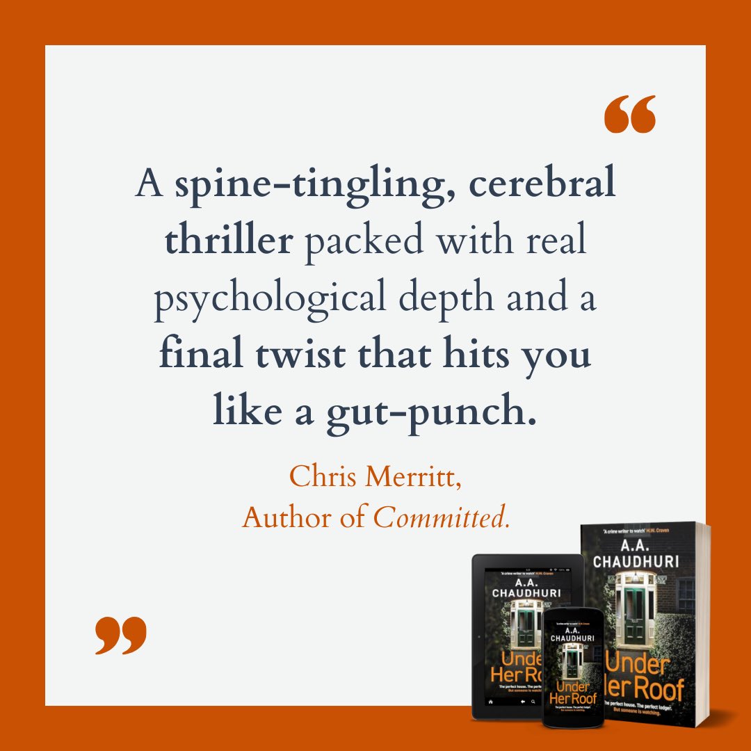 This quote from the brilliant @DrCJMerritt, an author I hugely admire and one of the finest psychological thriller writers out there, has absolutely made my #Easter! Thanks so much for reading #UnderHerRoof, Chris, I’m so grateful 🙏 Out June 13th! 👉 geni.us/3xoYY