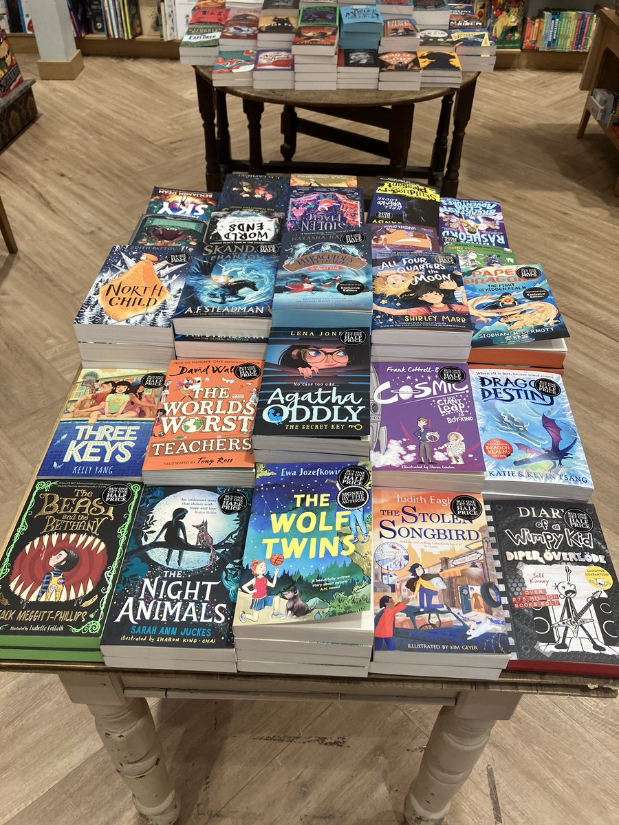 So chuffed to still see some Wolf Twins on tables! Thank you @WaterstonesN8 ❤️ In great company here with @MeggittPhillips, @sarahannjuckes and @EagleJudith 📚 @_ZephyrBooks