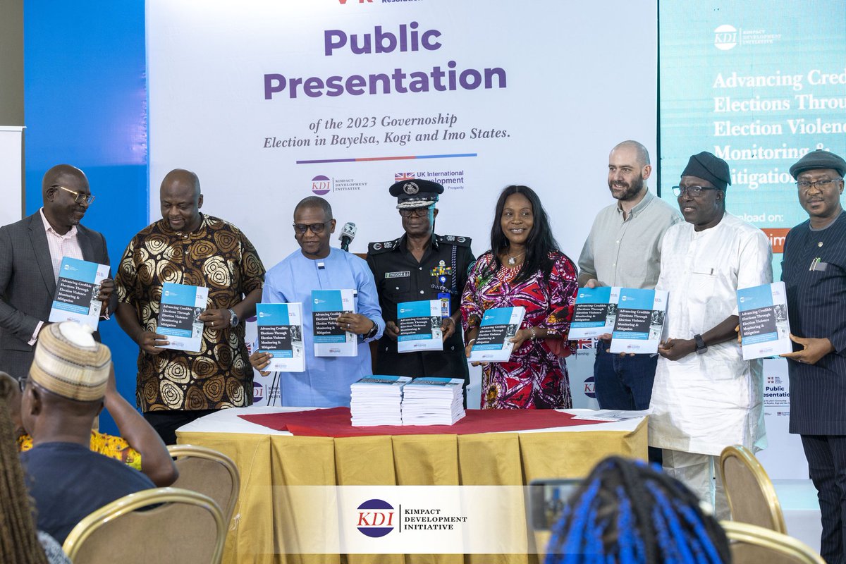 This week, we @KDI_ng made public the report of our electoral security tracking and violence prevention efforts in #Bayelsa_Imo_Kogi_Decides_2023. I was honoured to present notable election security lessons and our findings at the event. Link to report: bit.ly/3VuVk8N