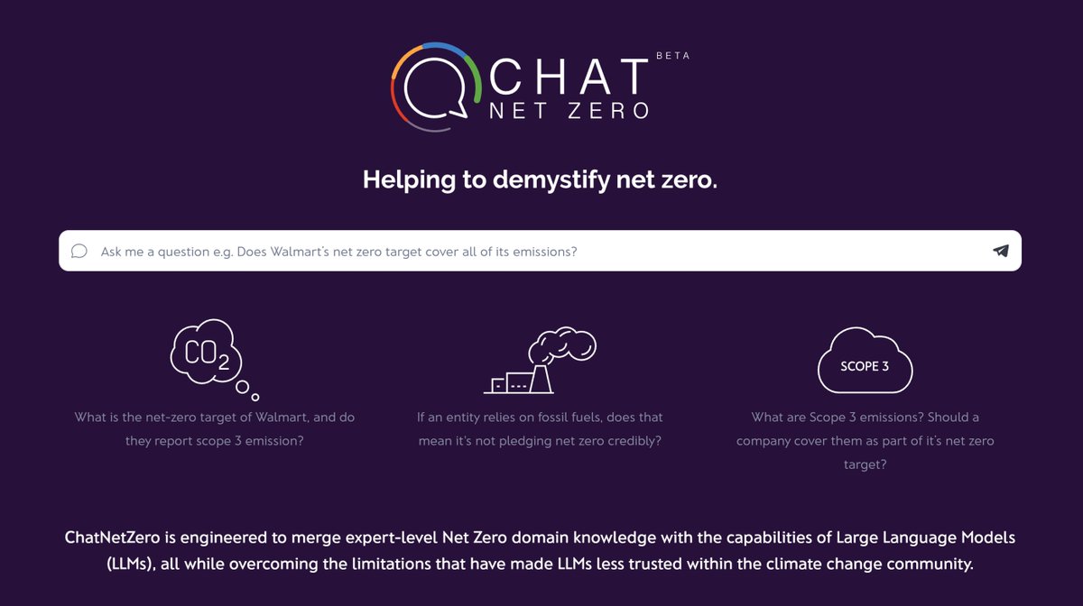 arboretica's tweet photo. We're excited to share that https://t.co/3RVYhPiCZ1 was awarded a grant by UNC-Chapel Hill's School of Data Science and Society.

#ChatNetZero, a collaborative product between @datadrivenlab &amp; Arboretica, is the 1st #AI chatbot supporting sustainability.

https://t.co/2yoWp3mLFb https://t.co/krHaI7oiUe