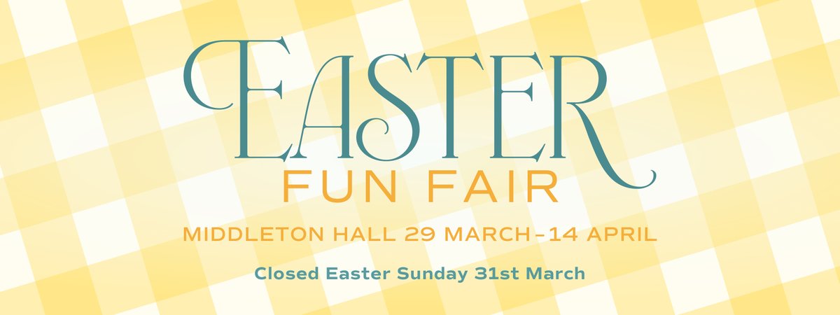 Are you ready for the Middleton Hall Easter Fair🐰 From March 28th to April 14th, enjoy rides like Bungee Trampolines or Hook 'A' Duck, as well as our brand new maze, and many more for the whole family! Full details:centremk.com/whats-on/easte… Please note we are CLOSED on Sunday