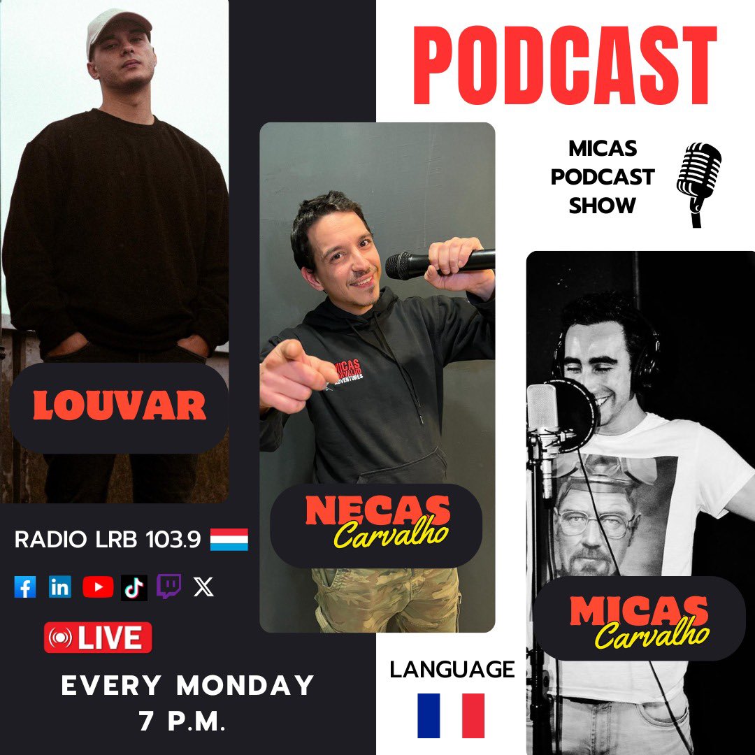 This Monday we’ll know a little more about @Louvar_OFF Champion of @RCpunchs ! On the other hand, we’ll have @micascarvalhoo Luxembourgish 🇱🇺 Content Creator and Stand Up Comedian, such as radio moderator and much more 🙌🏻 Ask your questions here 👇🏻👇🏻 #luxembourg #letzebuerg #pod