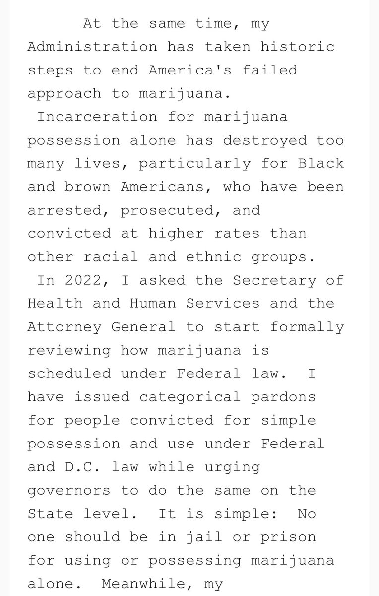 Biden mentions his executive actions taken on marijuana in his proclamation for Second Chance Month: