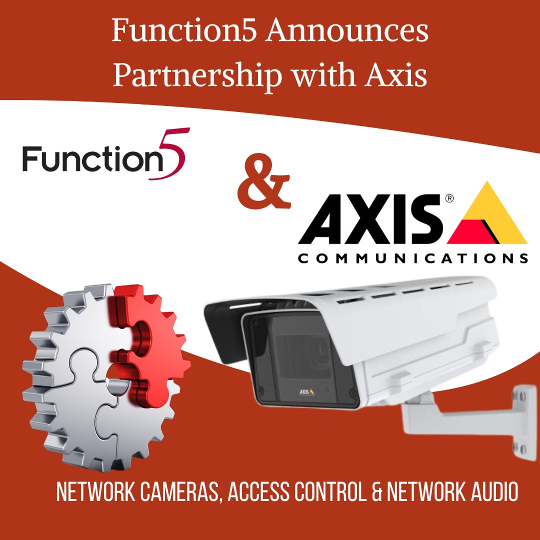 F5Technology's tweet photo. Function5 is happy to announce our partnership with Axis Communications: Leading provider of AV/IT connectivity and management solutions. See all of our partners at: https://t.co/f9ekQAiSG1 https://t.co/KgNLz5gdmp