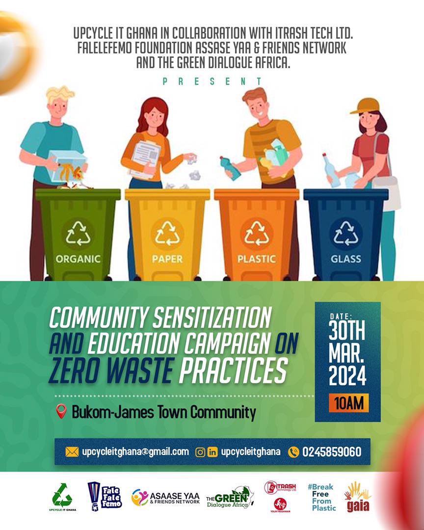 gdafric's tweet photo. Join us tomorrow as we partner with @upcycleitghana @_asaaseyaa  and other environmental conservation organizations to sensitize and educate the people of Bukom-Jamestown community on #zerowaste practices. https://t.co/wesYEgtvSv