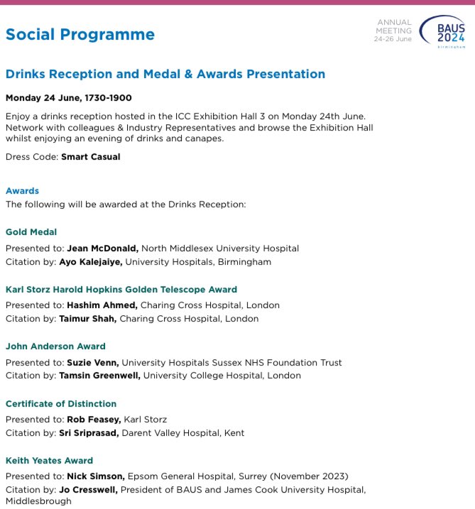 #BAUS24 Join us to Recognise some of the stalwarts in British Urology & Beyond. 🙌🏽 +Ms Mc @LondonProstate1 @SuzieVenn @RobFeasey @NickSimson1 👏🏼👏🏼 to Nominees & @BAUSurology for Recognising @AndrolAyo @TaimurShah @TamsinGreenwel1 @Sri_URO @JoCresswell4 @IPearce82