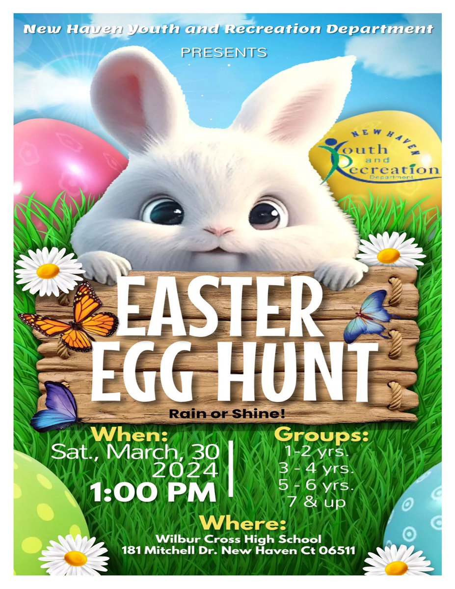 Reminder: The City of New Haven’s annual EASTER EGG HUNT is this Saturday, 3/30 at 1 pm at Wilbur Cross High School! 🥚🐰 This family-friendly event is FREE and open to the public! Come on out, bring the kiddos, and enjoy the fun!