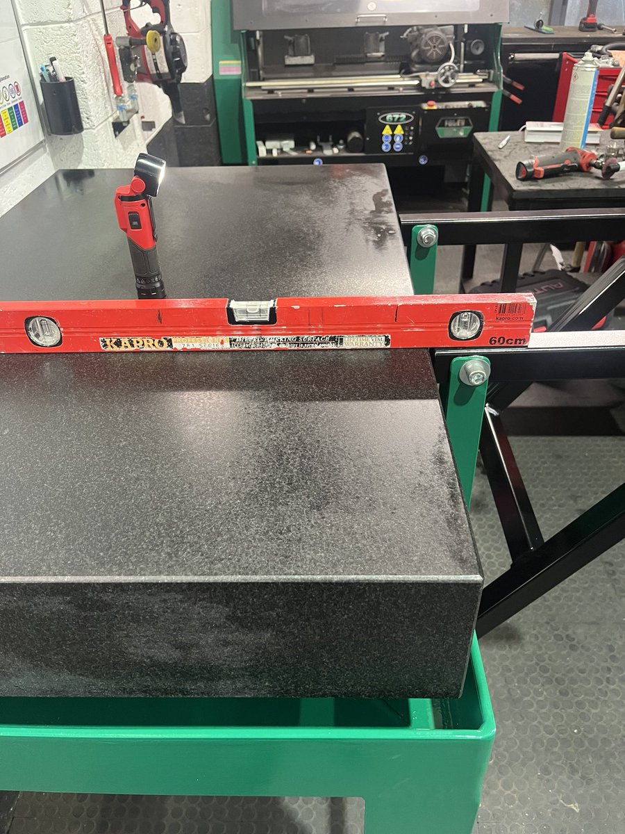 DiarmuidGriff's tweet photo. ✂️ Granite cutting unit levelling table.
Long time since I had a fabrication project.
A portable levelling and set up table with adjustable HOC rails to roll units onto.
Just a couple of bits left to do like the hold down clamps.
#turftechs https://t.co/1bEE7owwGQ