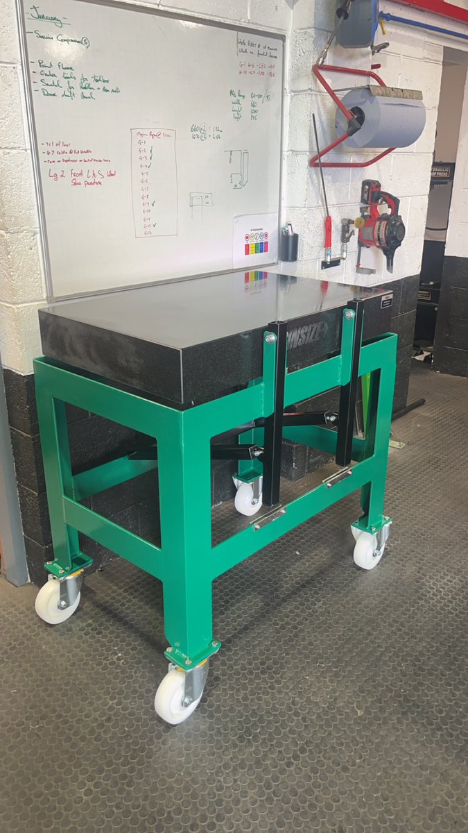 DiarmuidGriff's tweet photo. ✂️ Granite cutting unit levelling table.
Long time since I had a fabrication project.
A portable levelling and set up table with adjustable HOC rails to roll units onto.
Just a couple of bits left to do like the hold down clamps.
#turftechs https://t.co/1bEE7owwGQ