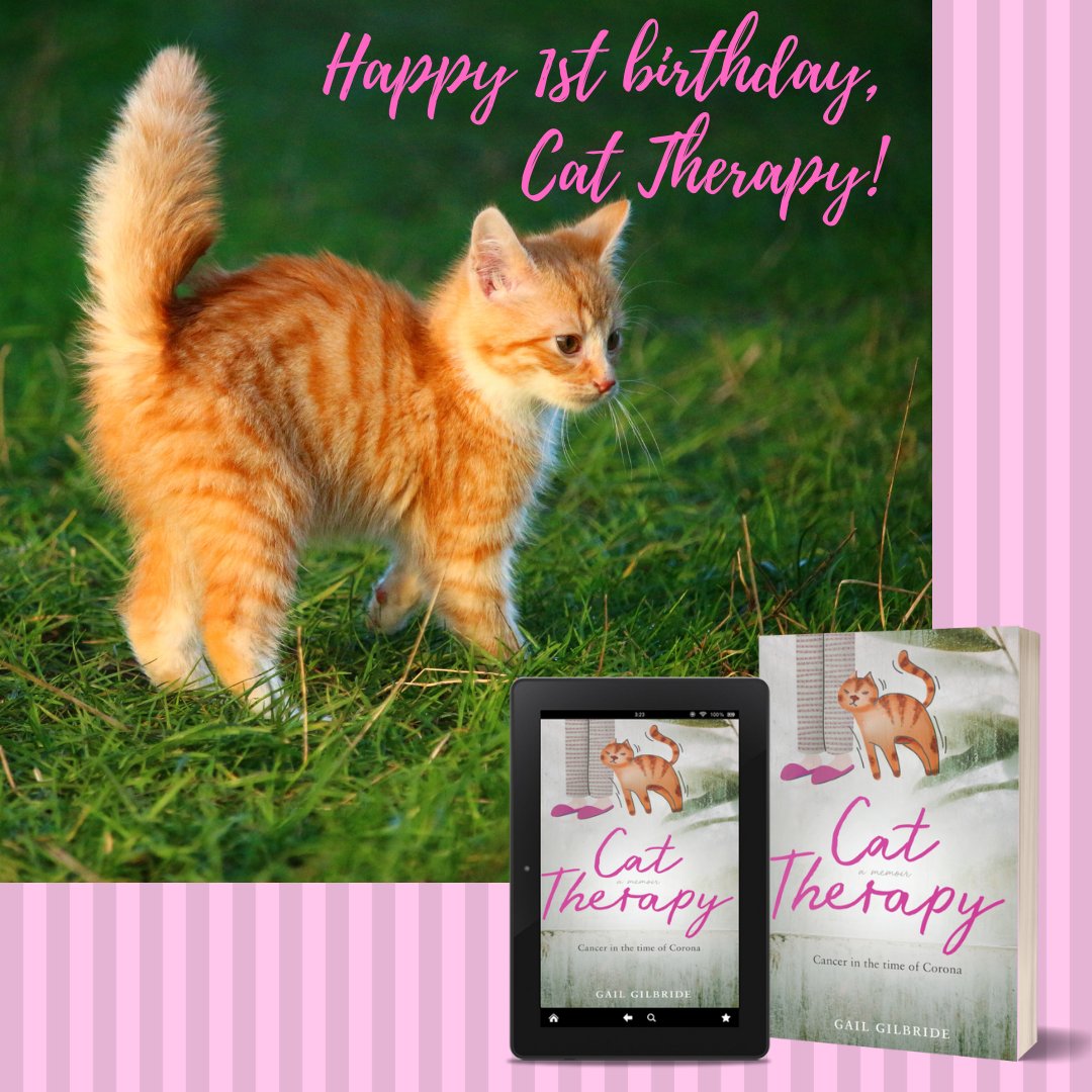 A year ago, this gem of an 'accidental memoir', Cat Therapy by @gailies3 strutted into the world. Happy birthday, Cat Therapy! Here's to many more years of bringing reading joy. If you haven't read Cat Therapy yet, you'll find more information here shorturl.at/sL178