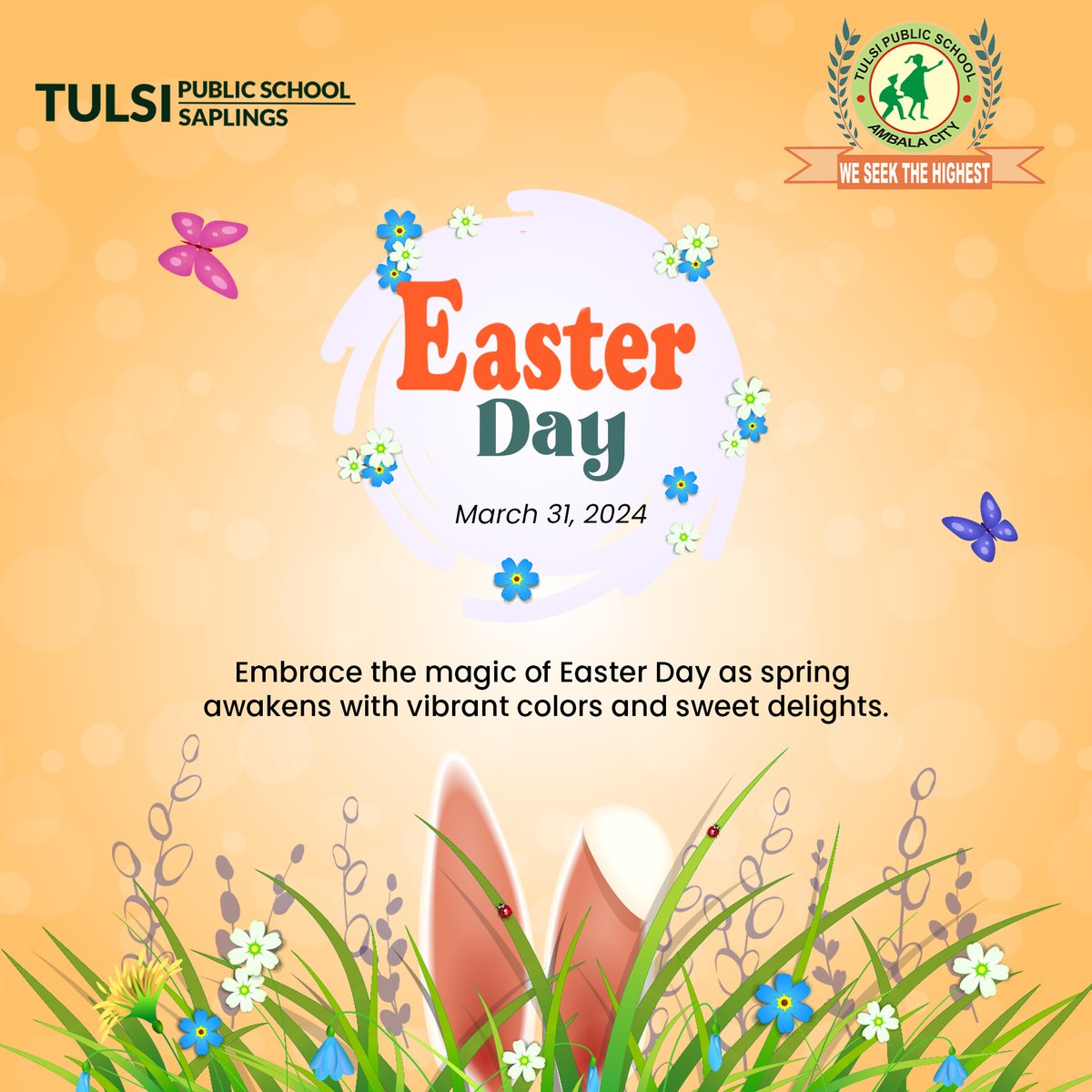 TulsiSaplings's tweet photo. As we celebrate this special day of Easter, let us embrace the true spirit of love and kindness that lies at the core of this occasion✨🌟

#EasterDay #TulsiSaplings #School #CBSESchoolAmbala #PreSchool #Kindergarten #Nursery #PlayBasedLearning #digitalseries #Academics https://t.co/fV2mqdzCiM