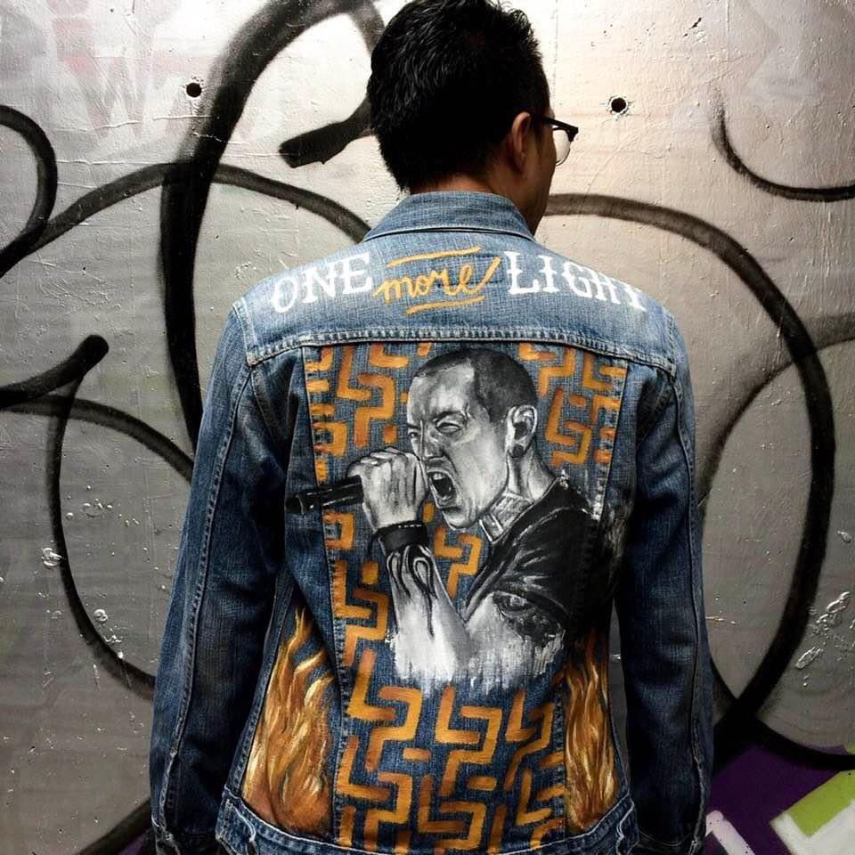 Linkin park Custom denim jacket by Suka lukis. 
Art by Roy 🎨 #sukalukis #custom #customdenim #customjacket #art