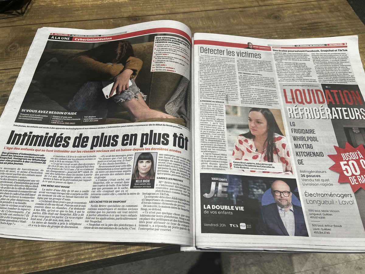 Savez vous vraiment ce que font vos enfants sur les réseaux sociaux. « La double vie de vos enfants » dans le <a href="/JdeMontreal/">Le Journal de Montréal</a> et le <a href="/JdeQuebec/">Le Journal de Québec</a>. Ce soir à 20 heures à <a href="/JE_enquete/">J.E</a>