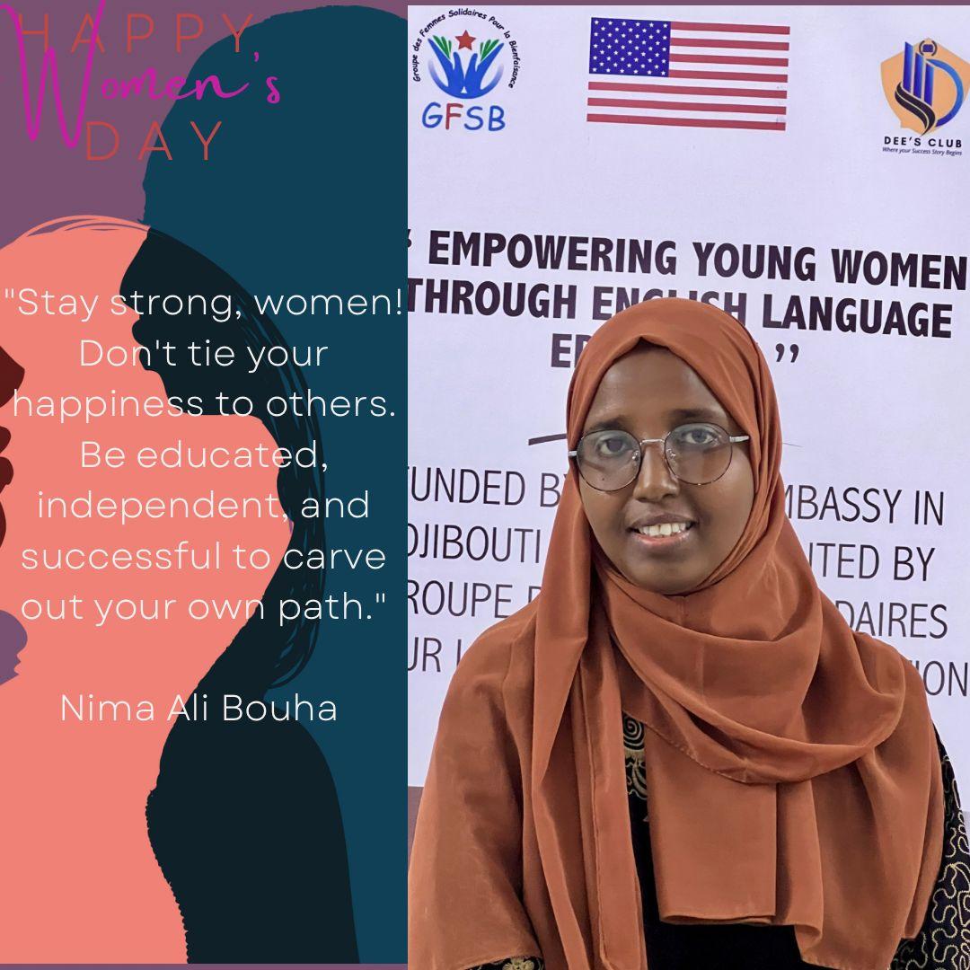 'Carve out your own path' 👣➡️
👉You are absolutely right Nima 👌
#WomenEmpowerment
#WomensHistoryMonth
#GFSB 
@US_Emb_Djibouti 
#DeesClub