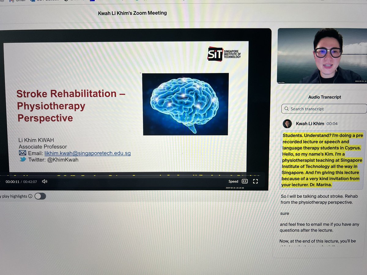 Thank you @sthilarajah & @KhimKwah for your inspiring talks on physio #stroke rehab & the actions of the SNSA as part of the module “Principles of Rehabilitation” @Department of Rehabilitation Sciences @CyUniTech 👏 #FutureStrokeLeaders @WorldStrokeOrg @WorldStrokeEd @JuliaShapra