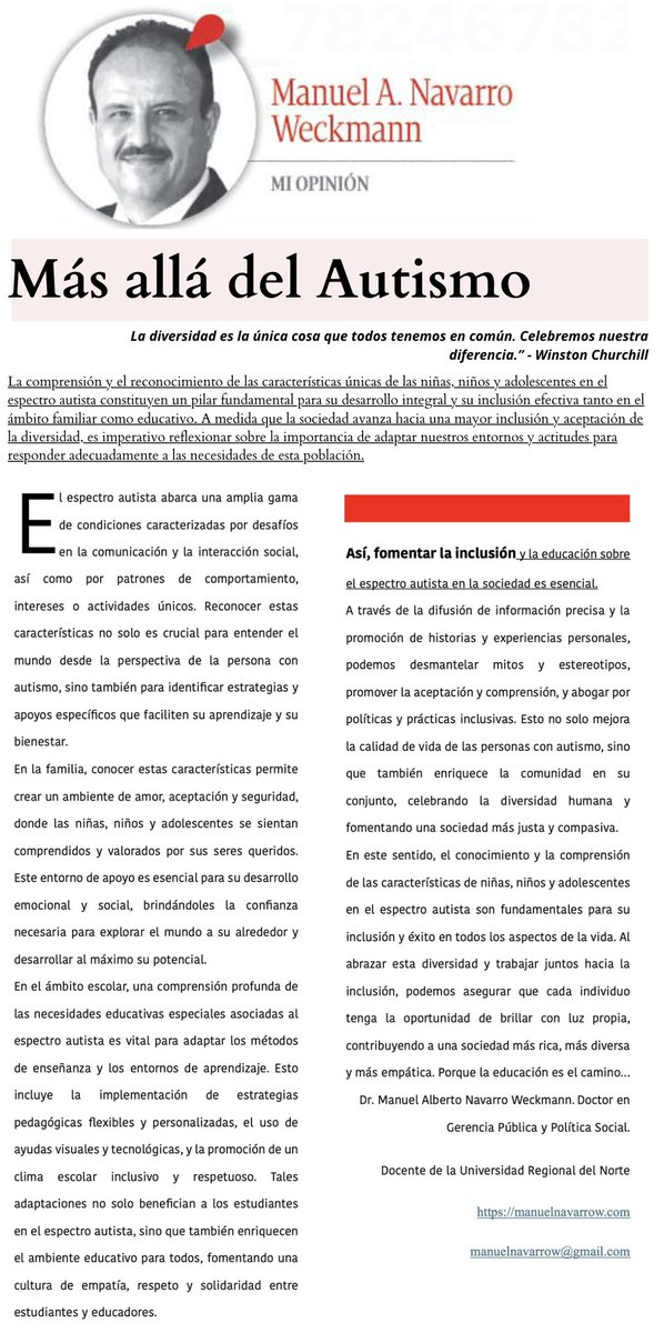 El trabajo al interior de los centros educativos de crear las condiciones para el aprendizaje se configura por múltiples aspectos que le dan sentido, que solo con la preparación y experiencia pueden ser posibles. Para una mejor lectura: manuelnavarrow.com/2024/03/29/mas…