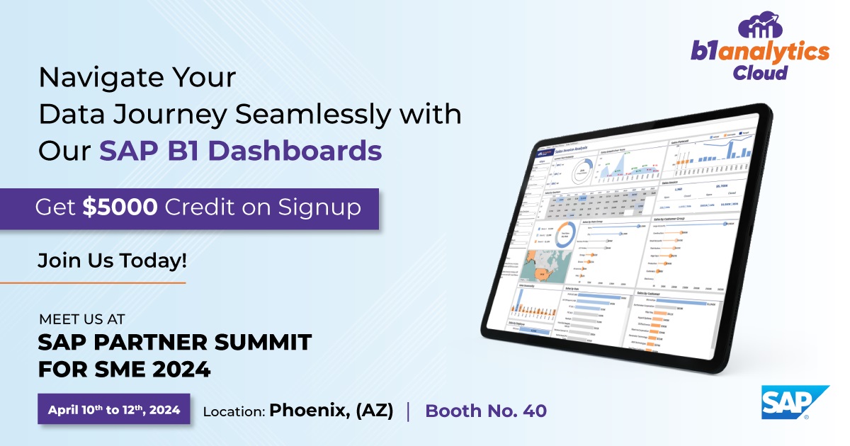 Struggling to get insights from your SAP B1 data? B1 Analytics Cloud can help!

Get a $5000 credit on signup to explore our pre-built SAP B1 dashboards! bit.ly/4cF18mn

#SAPBusinessOne #SAPB1 #SAPAnalytics #B1AnalyticsCloud #SAPDashboard #CloudAnalytics