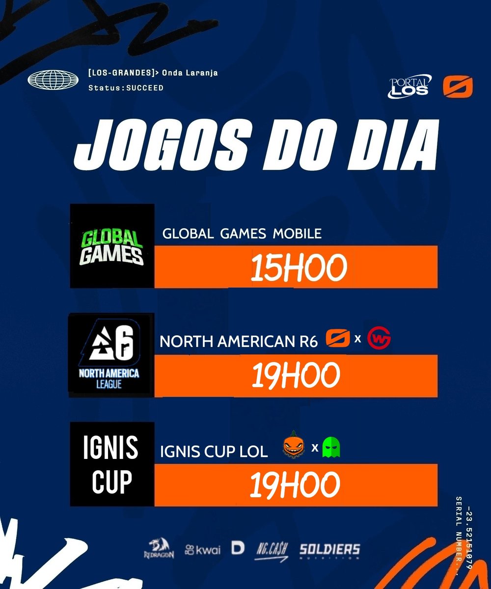 portaldalosgg's tweet image. 📅 AGENDA DO DIA 🧡 
#goLOS | #goLM 🍊⚙️