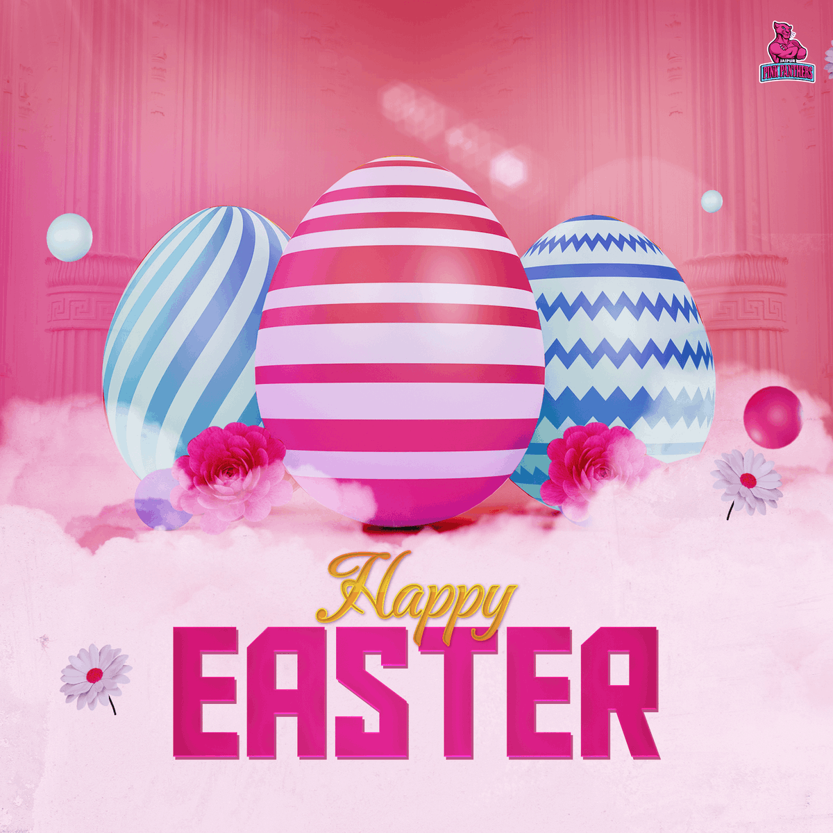 Easter brings new beginnings, just like each panga in kabaddi! Wishing you all a year filled with victories and the joy of chasing dreams together 🩷 #JPP #Kabaddi #RoarForPanthers