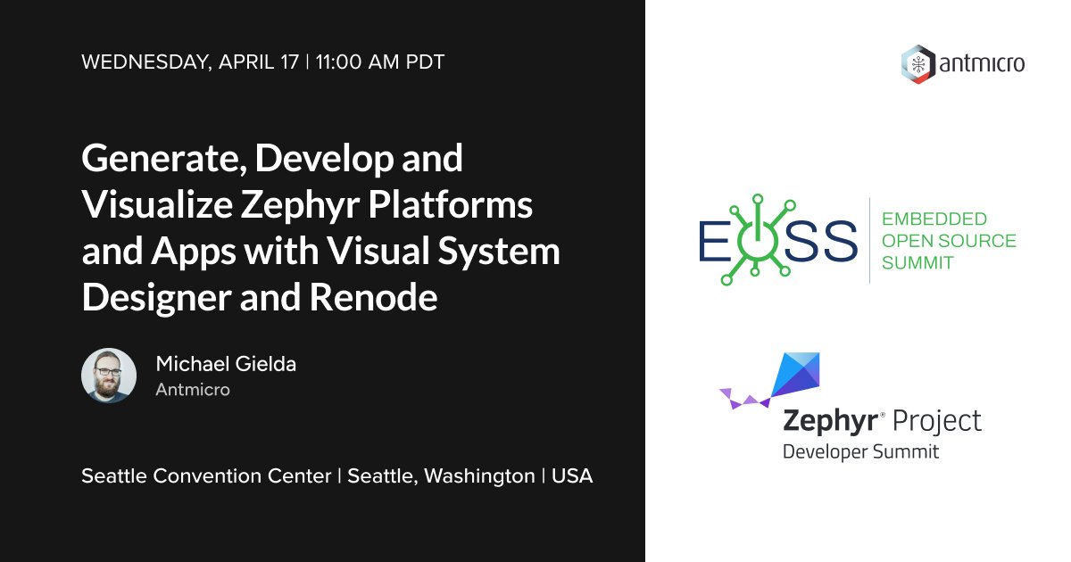 Join the talk at #ZephyrDeveloperSummit on our #opensource end-to-end design, simulation and visualization flow. Focus on rapid development of #ZephyrRTOS applications on custom hardware and build complex systems using block diagrams & components in Visual System Designer,