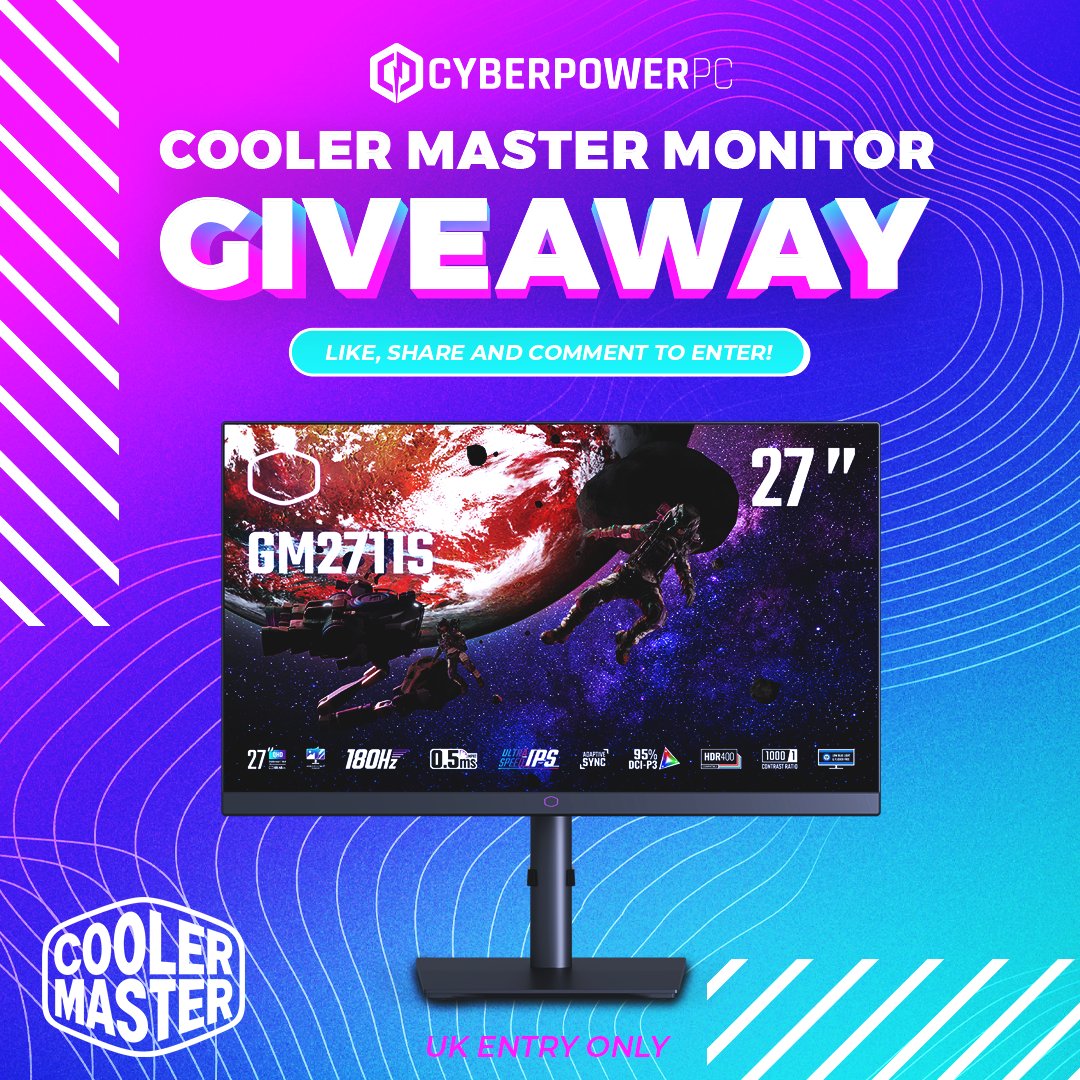 CyberPowerPC UK (@cyberpowerpc_uk) on Twitter photo Let's kick off the Bank Holiday with a giveaway!
We've teamed up with <a href="/CoolerMasterUK/">Cooler Master UK</a> to give one lucky person the chance to win a GM2711S QHD gaming monitor.
All you have to do is like, comment on and share this post
The winner will be contacted 02/04/24
Good luck everyone! Let's kick off the Bank Holiday with a giveaway!
We've teamed up with <a href="/CoolerMasterUK/">Cooler Master UK</a> to give one lucky person the chance to win a GM2711S QHD gaming monitor.
All you have to do is like, comment on and share this post
The winner will be contacted 02/04/24
Good luck everyone!