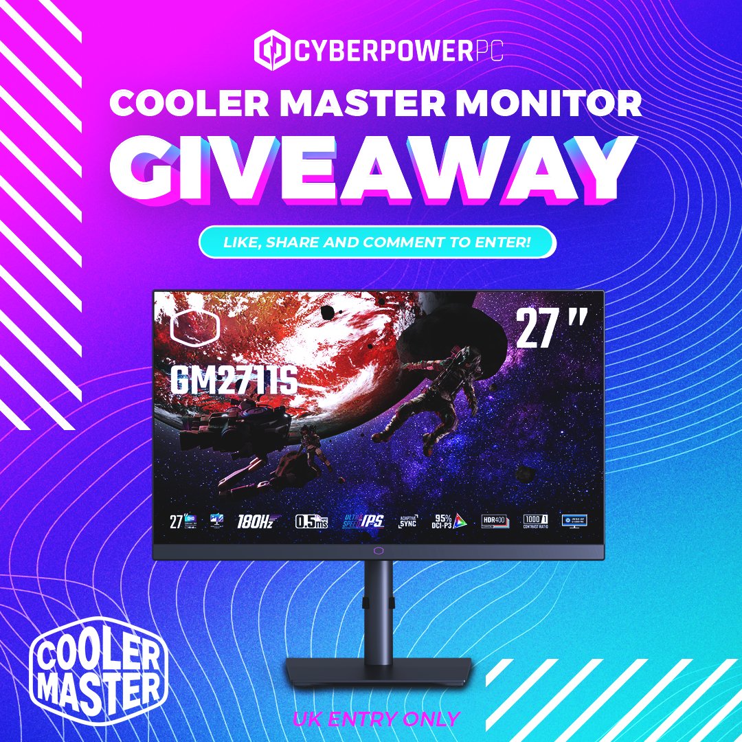 Let's kick off the Bank Holiday with a giveaway! We've teamed up with @CoolerMasterUK to give one lucky person the chance to win a GM2711S QHD gaming monitor. All you have to do is like, comment on and share this post The winner will be contacted 02/04/24 Good luck everyone!