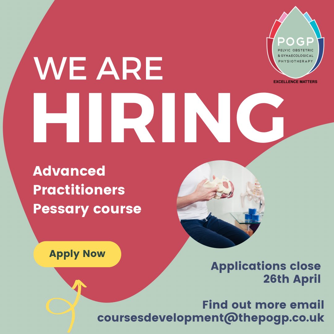 Exciting news! We're looking for tutors for our new Advanced Practitioner Pessary Course, apply by 26th April. Read more 👉ow.ly/jtK850R4Qnl 👀Look out for news when this course will be launched! #Pessary #Prolapse #tutor #PelvicHealth