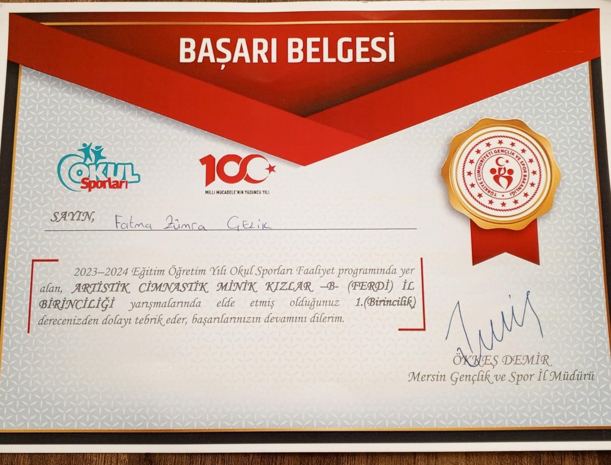 Okul Sporları Minikler Artistik Jimnastik dalında Mersin il birincisi olan 2/D Sınıfı öğrencimiz Fatma Zümra Çelik'i ,ailesini ve öğretmenimizi tebrik ederiz. Başarıları daim olsun.

<a href="/Yusuf_Tekin/">yusuf tekin</a>

<a href="/fazilet_durmus/">Fazilet Öğretmen 🇹🇷</a>

<a href="/MersinMEM/">Mersin İl Millî Eğitim Müdürlüğü</a>

<a href="/OguzhanTulucu/">Oğuzhan TÜLÜCÜ</a>

<a href="/toroslarmem/">Toroslar İlçe Milli Eğitim Müdürlüğü</a>