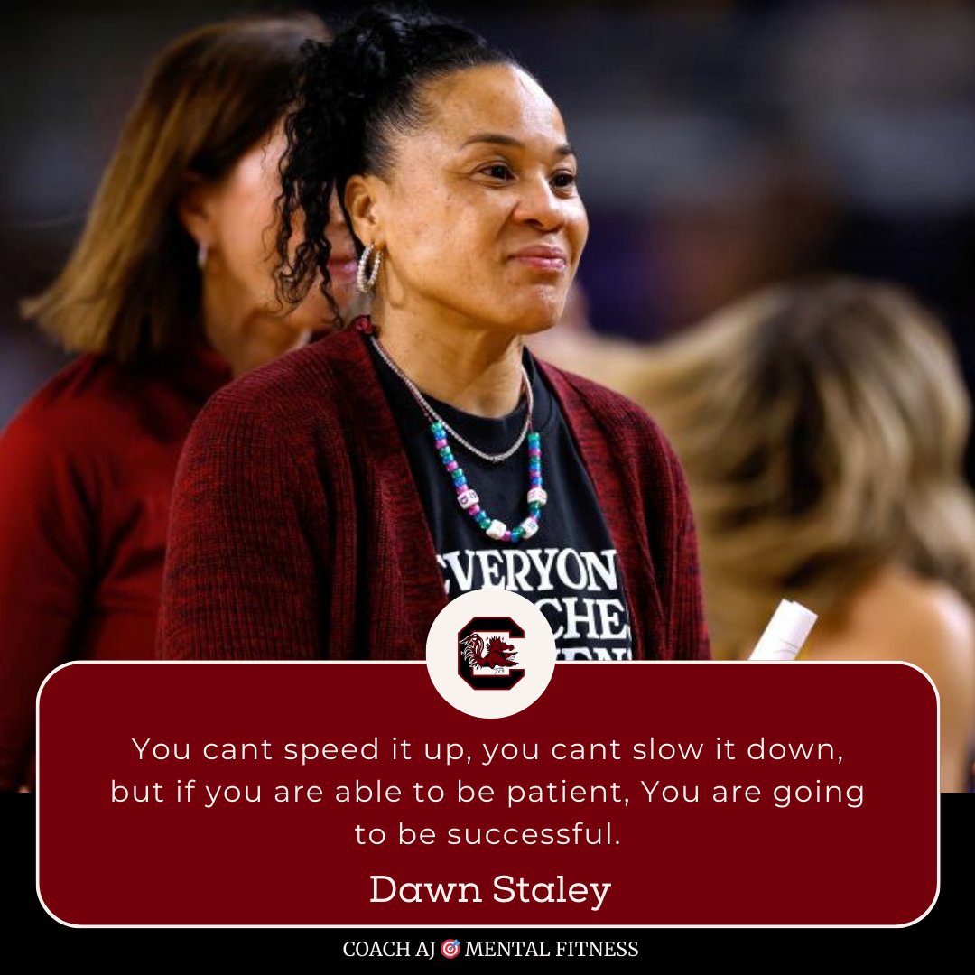 Dawn Staley said, 'You cant speed it up, you cant slow it down, but if you are able to be patient, You are going to be successful.' Patience isn't just sitting around and waiting. • It's doing the work. • It's having faith in the process. The real meaning of patience is to…