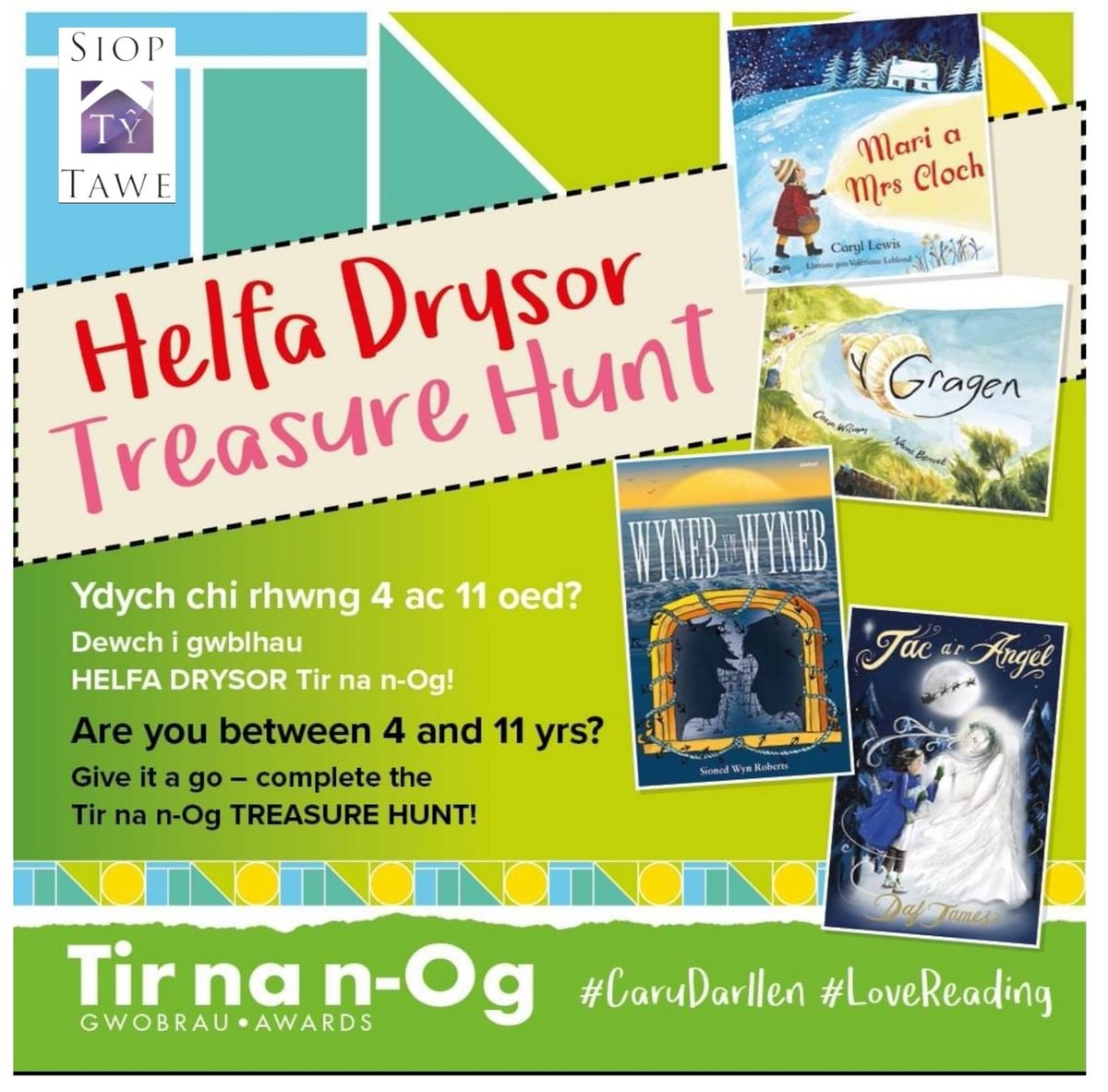 📚Beth am ddod i roi cynnig ar ein helfa drysor yn y siop dros wyliau'r Pasg? 

#CaruDarllen #CefnogiSiopauLlyfrau #TNNO2024 #CyngorLlyfrauCymru

📚Why not come and try our Treasure Hunt in the shop over the Easter Break? 

#LoveReading #ChooseBookshops 
 #BooksCouncilofWales