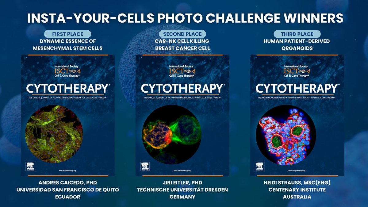 ISCT and Cytotherapy are thrilled to introduce the winners of the 2023/2024 Insta-Your-Cells Photo challenge!

Thank you to everyone who participated, and congratulations to the winners! We can't wait to connect with all of you at ISCT 2024!

Register now:
buff.ly/3KJaykq