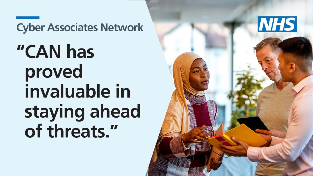 Join our Cyber Associates Network (CAN) to benefit from enhanced knowledge sharing with peers in health and care. Open to NHS and social care orgs; members also have the chance to influence national cyber security across the system. digital.nhs.uk/cyber-and-data…