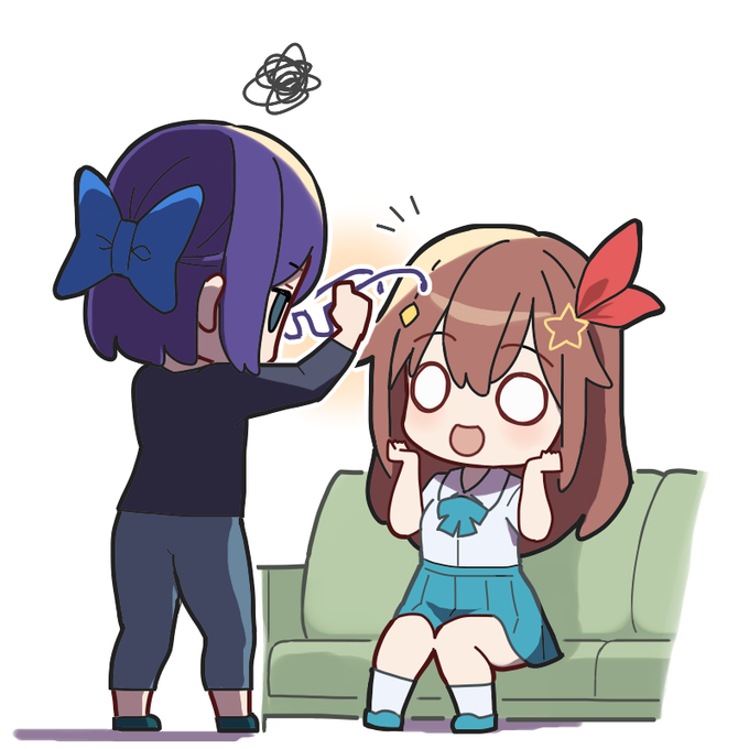 えーちゃんにいたずらがバレたそらちゃん
 #soraArt   #そらArt   #絵ーちゃん 