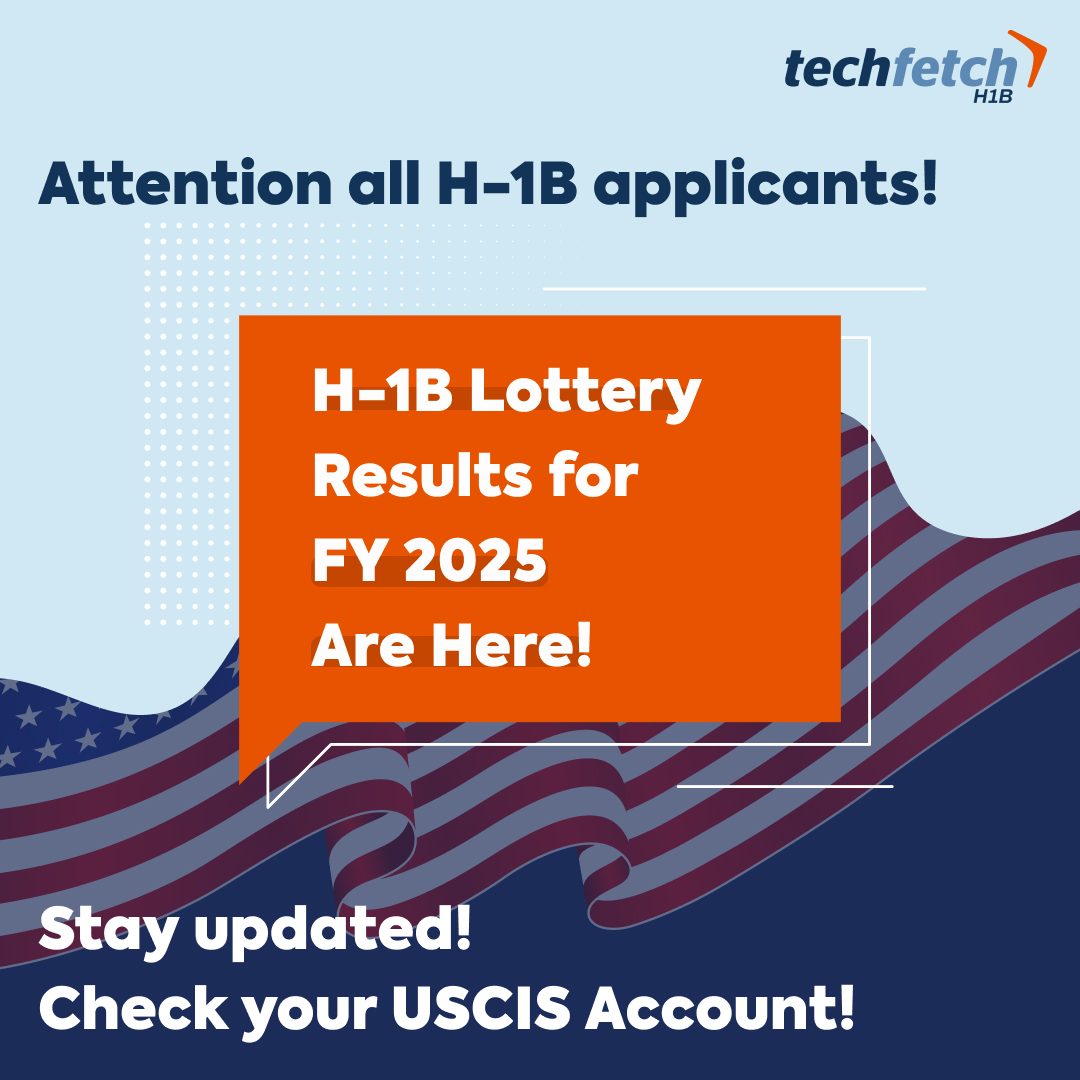TechfetchH1B's tweet image. 🇺🇸 H-1B 2025 lottery results are out! Check your USCIS account for updates. Stay informed with the latest visa news.
#TechFetch #H1B2025 #LotteryResults #USCIS #FiscalYear2025 #VisaUpdates #StayInformed #Immigration #H1BVisa🌐