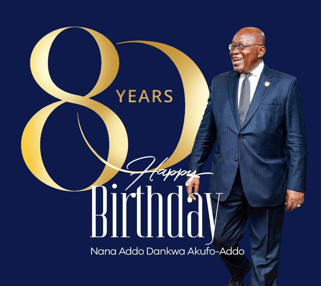 Mr. President ⁦@NAkufoAddo⁩ , Best wishes for your good health, personal well-being and continued prosperity as you celebrate your 80th birthday!