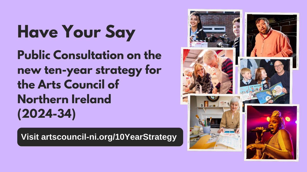 Reminder🚨 There’s only one week left to have your say on our proposed ten-year Strategy for 2024-2034 artscouncil-ni.org/resources/stra… This is our first ten-year strategy and we would love to hear from you! Consultation closes next Friday 5th April 2024.