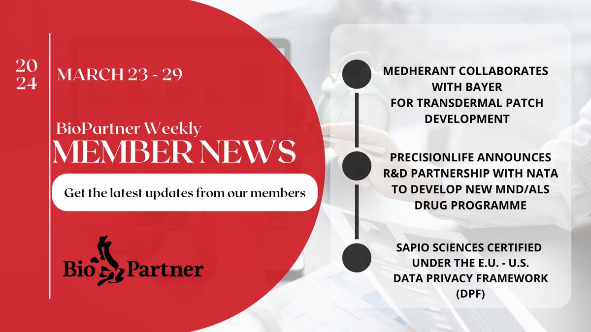 The @BioPartner Weekly Roundup is out, featuring the #latestnews from our members. Catch all the buzz on our website – lnkd.in/e6KUE5Zz This week features news from @Medherant, @precisionlifeAI and @SapioSciences. #Lifesciences #News #Healthcare #Biotech #Pharma