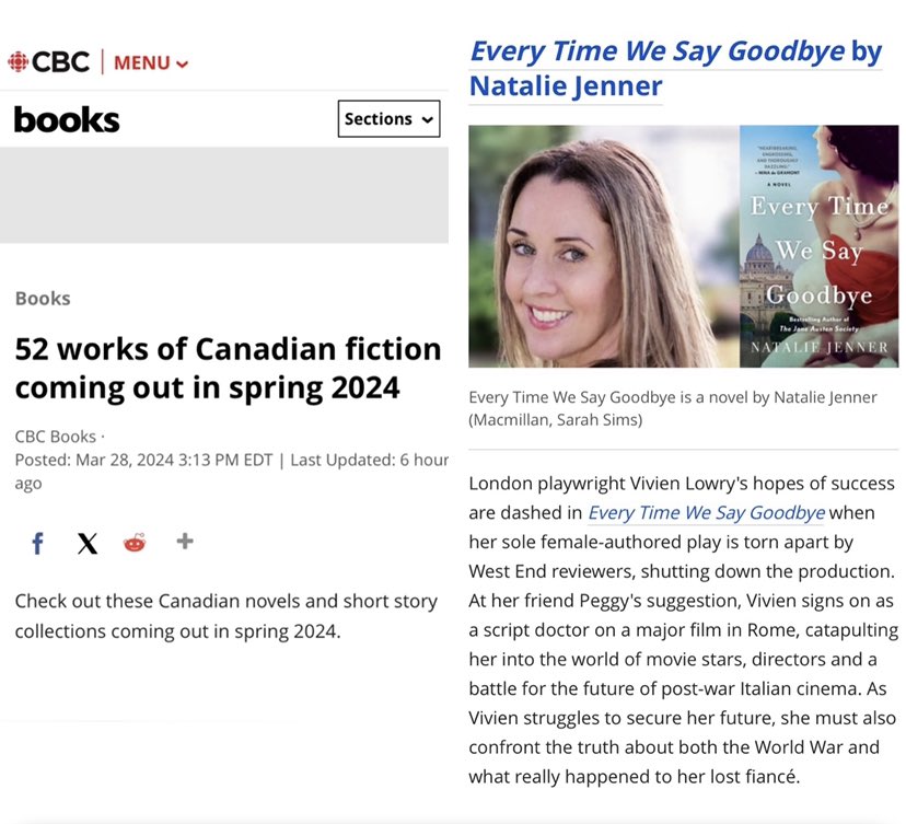 Thrilled to be included in @cbcbooks list of their most anticipated Canadian books for spring - as a Canadian author published by an American company, who sets her stories in far-off lands, there is nothing like a shout-out from home 🇨🇦🇨🇦🇨🇦 cbc.ca/amp/1.7149879