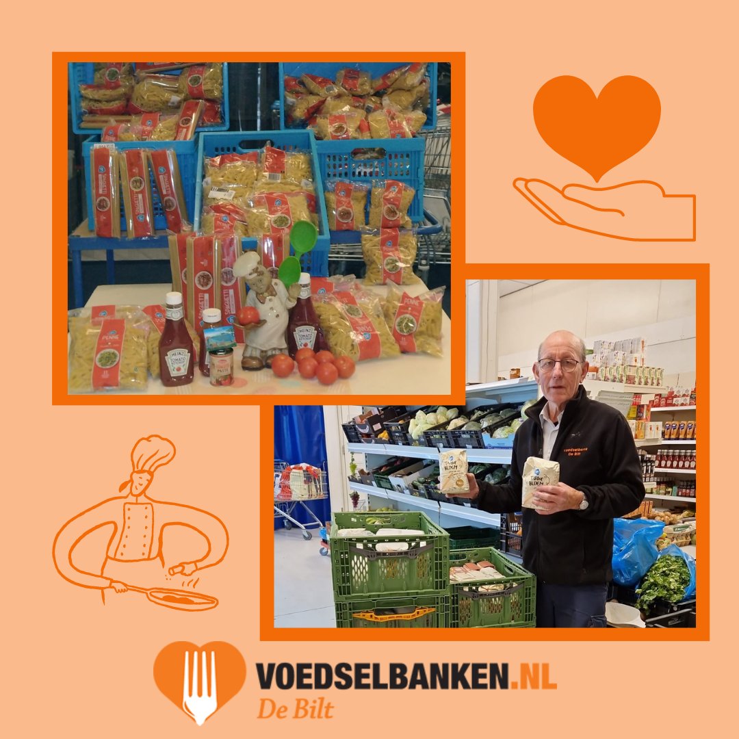 Voor elke afnemer pasta en voor elke afnemer bloem. Heel fijn, deze basis artikelen moeten we steeds vaker kopen. Fijn als dat dan gedoneerd wordt 🧡 #voedselbank